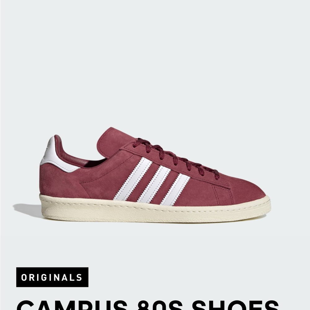 adidas Campus 80s Suede Sneaker in Burgundy and White